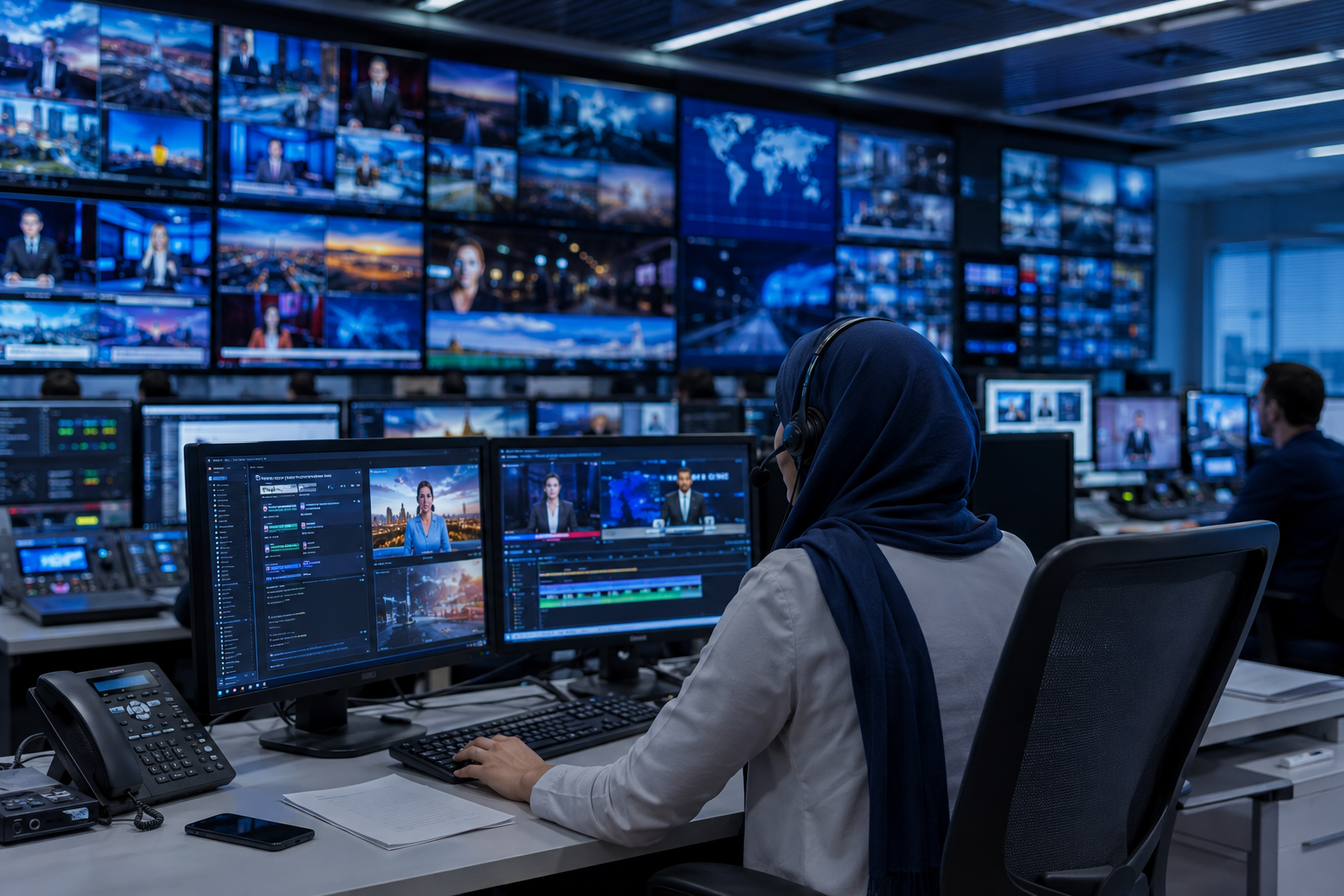 woman watching tv on desktop